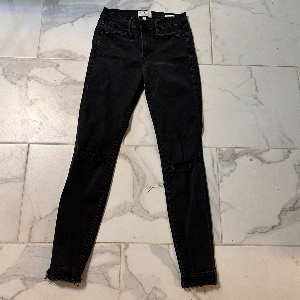 Frame Le High Skinny Distressed Jeans